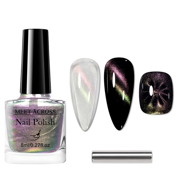 MEET ACROSS Cat Eye Nail Polish with 1 Magnet, Chameleon