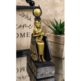 Classical Egyptian Golden Goddess Iset Isis Ra Nursing Horus Baby Figurine