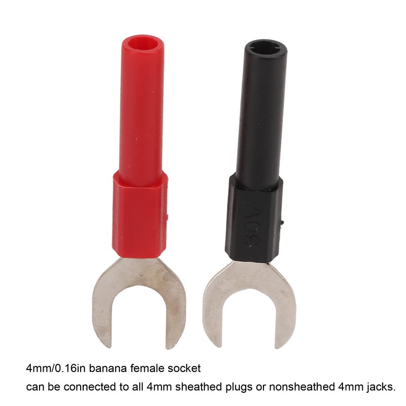 U Fork Spade Connector, Y Spade Plug 4mm Jack Red