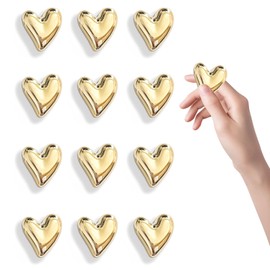 Ruzister 12 Pcs Fridge Magnets Gold Magnets for Fridge 2cm Small Love Heart Cute Decorative Magnet Set for Kitchen Whiteboard Decoration