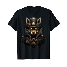 elegant Steampunk Wolf: a thieve with Top Hat and Gears T-Shirt