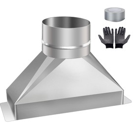 4'' Dia. Round to Rectangular Duct Transition Adapter Kit, 3-1/4" x 10" Galvanized Steel Transition for Microwave Vent Kit, Range Hood, HVAC Ducting, and Exhaust Fittings with 32ft Foil Tape & Gloves