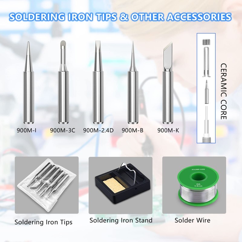 Soldering Iron Kit, 60W 110V Soldering Irons, Adjustable Temperature Soldering