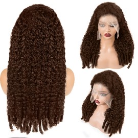 Mihugass Chocolate Brown Burmese Curly Wigs 13x6 Lace Front Wigs Human Hair 250 Density Brazilian Full Lace Wigs Preplucked With Baby Hair 250 Density(28 inch)