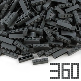 Feleph 360 Pieces 1x4 Bricks Dark Stone Gray Classic Parts Building Creative Play Blocks Set Toy Classic Accessories Compatible with 3010 3066 Major Brick Brands