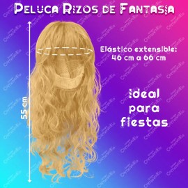 Peluca de Fantasía Rizos de Tamaño Largo para Eventos Bodas y Fiestas Pelo/Cabello Artificial Chino Estilo Hondulado de Color Rubia Tipo Fantasía GRUP