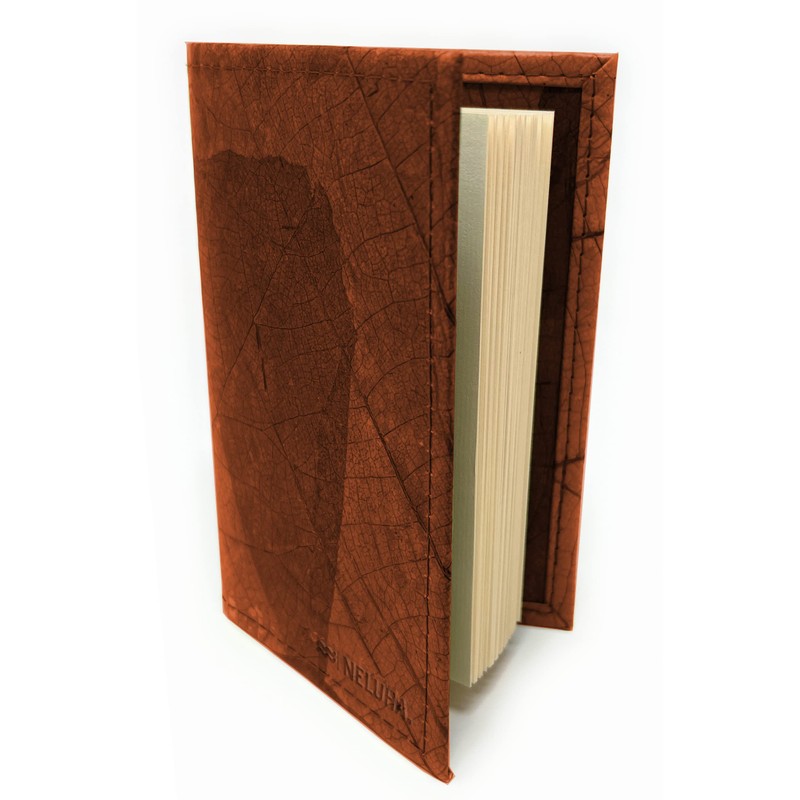 NELUHA Notebook A5 Blank Refillable Teak Leaves Vegan Sustainable Leather