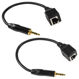 HQRP 2-Pack 3.5mm TRS Stereo Male to RJ45 Female Adapter, Compatible with Cat 5 / Cat 6 Cable, Use to Connect Stereo amplifiers, Speakers and Others, 8 Inches