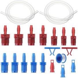 Enhon Master Cylinder Bleeder Kit Replacement for 13911, 22 In Clear Hose, Clip, SAE and Metric Fittings Universal Fit, Complete Brake Bleeder Kit with PTFE Tape
