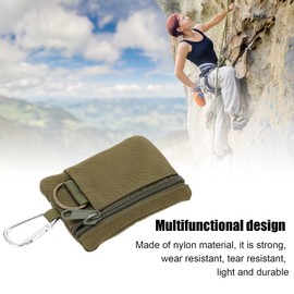 Qiilu Tactical Molle Pouch Bag Outdoor EDC Molle Pouch Wallet Mini Portable Key Card Case EDC Pouch Bag Purse with Carabiner (Green)