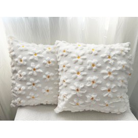 KSSYUPE Spring Sunmmer Pillow Covers Set of 2 18x18 Inch Sunflower Yellow Flower Heart Farmhouse Decor Daisy Soft Plush Pillowcases Holiday Outdoor (Yellow)