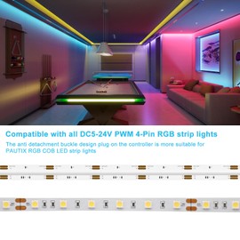 PAUTIX RGB LED Controller Kit SP643E,iOS/Andriod App Control 2.4G RF Wireless Remote Control,RGB LED Controller/Dimmer,for RGB LED Strip Light,with Music Mode,Group Control(without Battery)