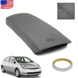 topgearsltd Fits for 04 05 06 07 08 Toyota Prius Leather Console Lid Armrest Cover Skin Gray