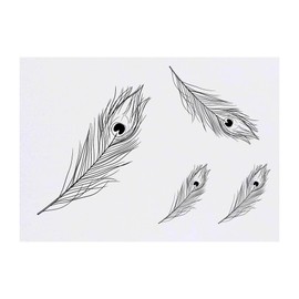 4 x 'Peacock Feather' Temporary Tattoos - Water Resistant, Skin-Safe, Non-Toxic Transfers, Mixed Sizes (TO00051259)