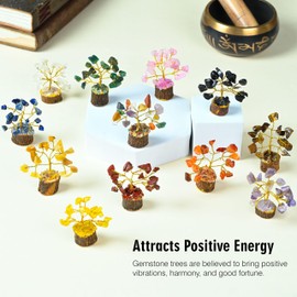 Crocon Kristallbaum-Geschenke für Frauen, Set mit 12 Mini-Lebensbaum-Chakra-Heilkristallen und -Steinen für Positive Energie, Glück, Heim- und Bürodekoration, Geburtstagsgeschenke für Mama und Papa