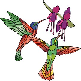 Design With Vinyl – Colourful Flying Humming Bird Vinyl Stained Glass Film Window Decoration Static Cling (15x12 inches)