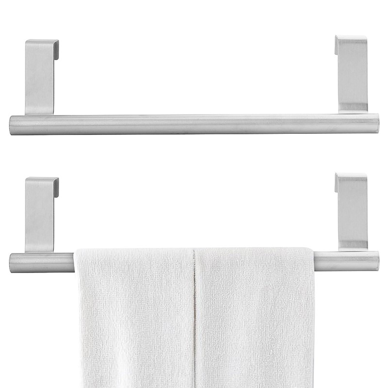 2 Pack Over Cabinet Towel Holder, Brushed Dish Towel Rack