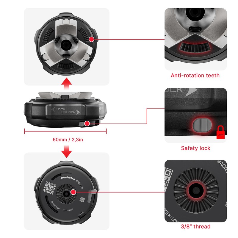 Manfrotto XCHANGE Base, Quick Release Mount, Universal 3/8" Thread, Supports