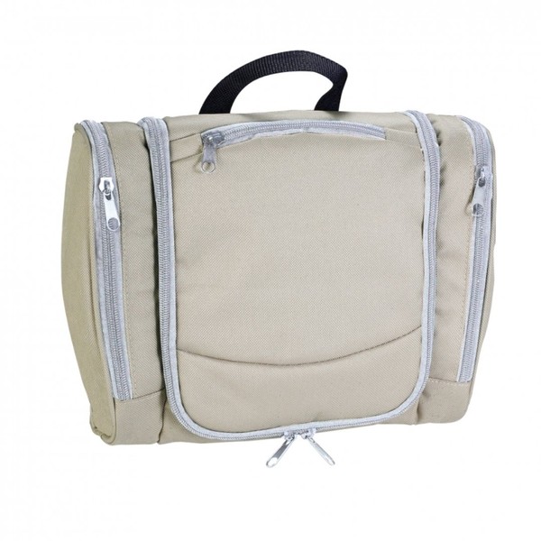 Hanging Toiletry Bag – Colour: Beige – Size: approx 27 x 22.5 x 9 cm