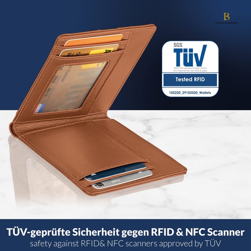 LOGAN & BARNES Slim Men's Wallet with TÜV Tested RFID