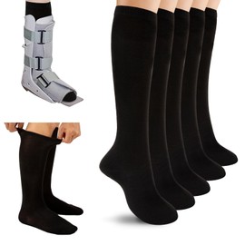 Walking Boot Socks Replacement Sock Liner for Orthopedic Walking Boots Walker Brace for Men Women, Seamless Breathable Medical Tube Cast Boot Surgical Leg Cover, 5 Pairs