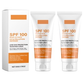 Sunscreen 2er Pack SPF 100 – Hochwirksame Sonnencreme für Gesicht & Körper mit wasserfester UV-Schutz Formel – schützt vor Sonnenbrand und fördert gleichmäßigen Teint, Schutzlotion