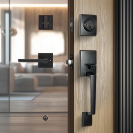 TOGU HS14D-L65 Heavy Duty Single Cylinder HandleSet Front Door Lock with Lever Door Handle,Solid Entry Door Lockset Leverset for Home Exterior Doors, Easy Installation, Oil Rubbed Bronze Finish