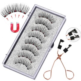 FINEVERNEK Pack of 8 Magnetic Eyelashes, 5 Magnets, False Eyelashes, Magnetic False Eyelashes Set, Magnetic Eyelashes, Natural Look, Reusable Magnetic Eyelashes, No Glue