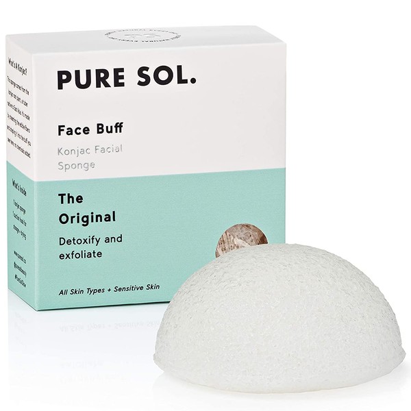 PURE SOL. Konjac Facial Sponge – Original Face Exfoliator Sponge – konjac sponge for sensitive skin - Deep Cleansing, Clean Pores, Remove Impurities – Soft and Gentle Facial Sponge for Face and Body – 100% Natural and Good for All Skin Types