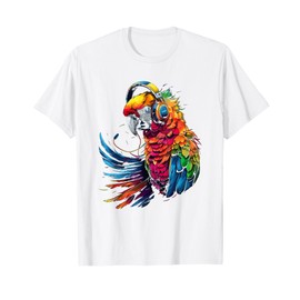 colored parrot DJ With Headphones african parrots T-Shirt