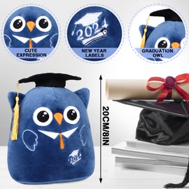 refavor Graduation Stuffed Animal 2025-8 Inch Class of 2025 Graduation Owl Stuffed Animal Gifts Commemorative Graduation Owl Plush Pillow with Black Cap Congrats Grad Party Owl Plush Favors
