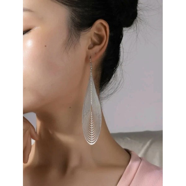 Boutique NEW Silver Hollow Out Large Teardrop Water Drop Dangle