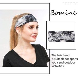 Bomine Yoga Tie Dye Headbands Running Bandeau Turban Head Wraps Workout Stretch Headband for Women and Girls 3Pcs