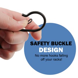 ADIIL 22 Pcs S Hooks for Hanging with Safety Buckle, Heavy Duty Metal S Shaped Closet Hooks for Hanging Plants, Kitchen Utensils, Jeans, Bags, Pots, 3.75 Inch, Black