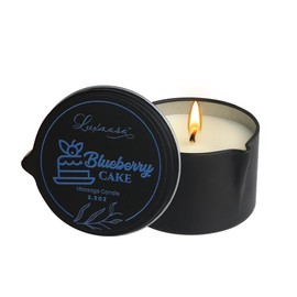 LUXMASA LUXMASA Organic Soybean Wax Essential Oil Infused Massage Oil SPA Candle for Couples, Home Scented Candle for Relaxation Bluberry Cake Scent 2.35OZ