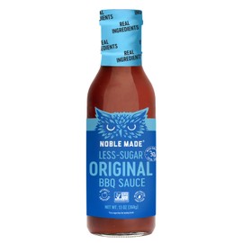 Noble Made Less-Sugar Original BBQ Marinade and Dipping Sauce, Keto, Gluten Free, Low Carb, Dairy Free, Low Calorie, Paleo, Low Sugar, and Whole30 Approved, 0g of Fat, 13 fl oz Bottle