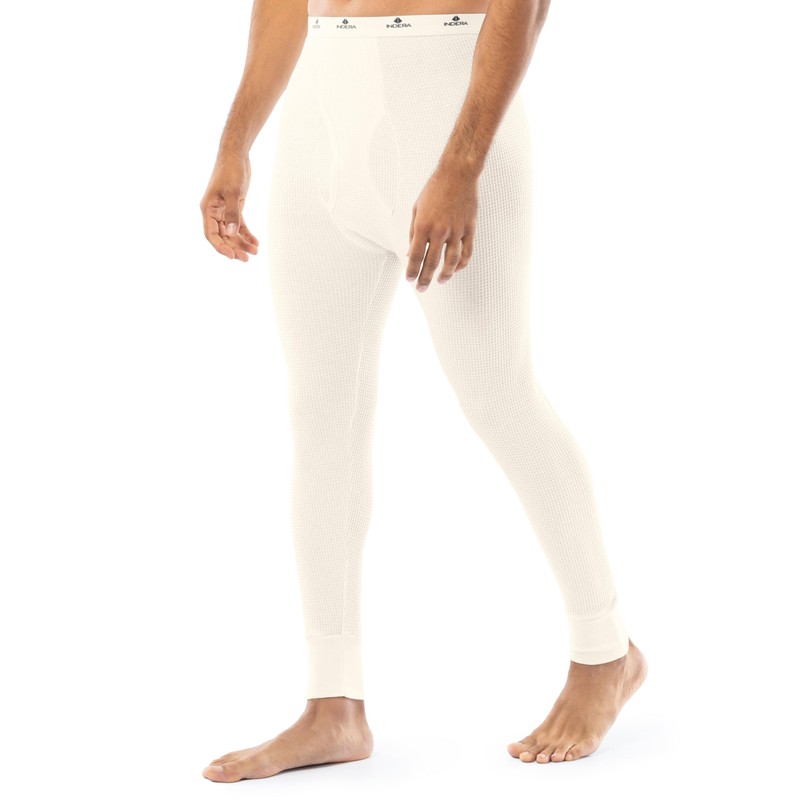 Indera Men's Traditional Waffle Thermal Long Johns Underwear, Natural, Large