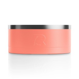 RTIC 3-in-1 Dog Bowl Food and Water Dish for Large Dogs and Small Dogs, Double-Walled Stainless Steel Metal, Portable, Non-Slip, Indoor and Outdoor, Small, Coral & Light Grey