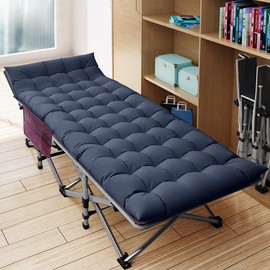 LILYPELLE Folding Camping Cot, Heavy Duty Sleeping Cots with Carry Bag, Double Layer Oxford Portable Travel Camp Cots for Home, Office Nap and Outdoor Beach