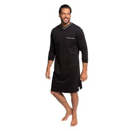 JP 1880 721331 Men's Large Sizes Plus Sizes Menswear L-8XL Nightdress, Homewear, Plain, Long Sleeves, up to Size 8XL, black