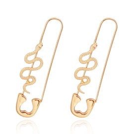 Snake Earrings for Women Gold Safety Pin Hoop Earrings Paper Clip Hoop Earrings for Women(A:Gold)