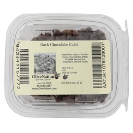 Dark Chocolate Shaved Curls, OliveNation Dark Chocolate Curls, Elegant Belgian Chocolate Blossom Curls for Topping, Edible Garnish & Decoration - 8 oz