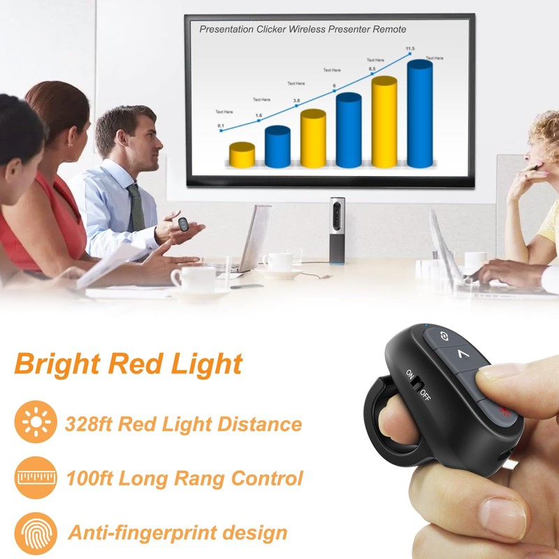 Presentation Clicker Wireless Presenter Remote: PowerPoint PPT Clickers, Rechargeable USB