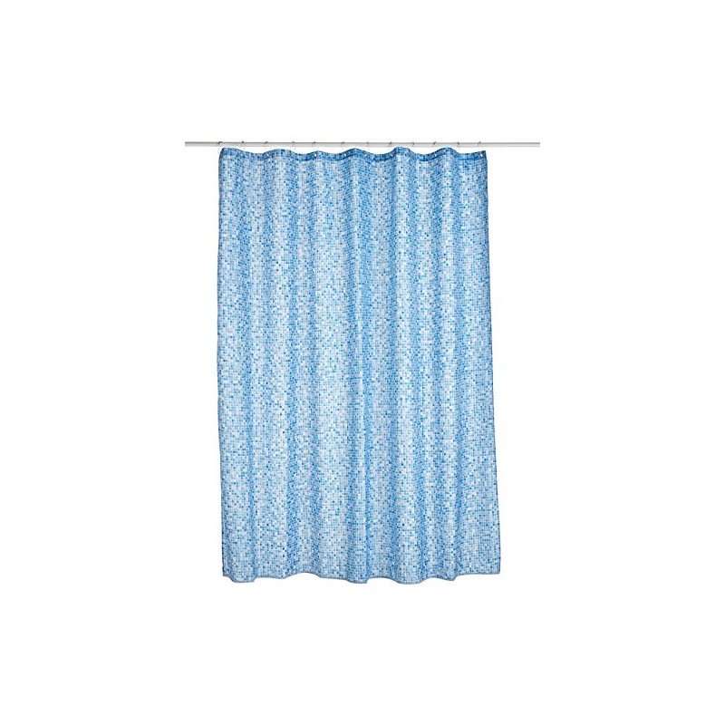 Croydex Blue Swimming Pool Mosaic Textile Shower Curtain with Hygiene