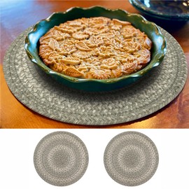 Homespice - Gray Cloud Round Woven Placemats, Perfect Grey Round Placemats for Table of Jute to Use as Dining Placemats - Easy to Clean and Absorbs Spills - Premium Placemats Set of 2, 15 Inches