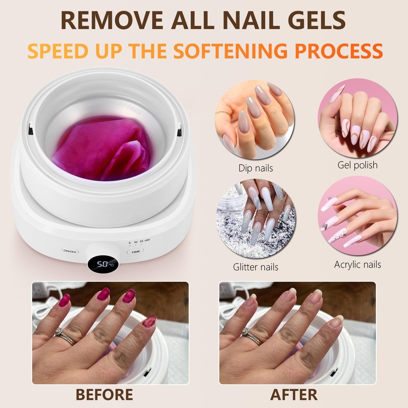 Electric Nail Soaking Bowl, Adjustable Temperature Heated Nail Soak off