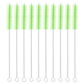 uxcell 10Pcs Drinking Straw Cleaning Brushes, 8" x 5/8" Nylon Bristles Long Straw Brush Pipe Cleaner for Washing Straws Pot Spout, Sippy Cup, Bottle and Tube (Green)