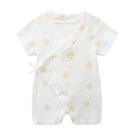 Koreanmade Baby Kimono Robe Romper with Traditional Korean Design Prints 100% Cotton (Dumplings, 3-6 months)