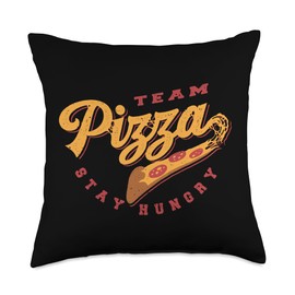 Team Pizza Stay Hungry Funny Sports Logo Foodie Pizza Lover Throw Pillow