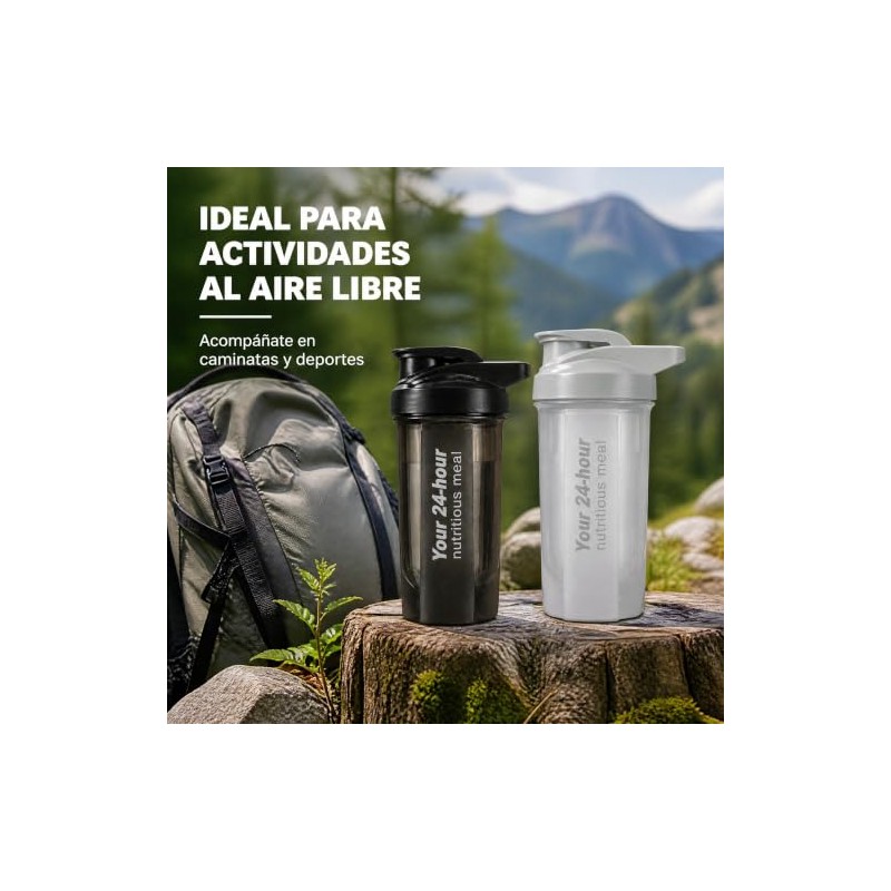 (2 piezas) 500ML Botella para Proteina de Coctelera，Botella Deportiva de